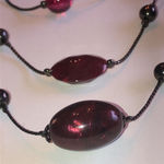 NY Brand Gunmetal Gray Dark Metal Pink Red Beaded Multi Strand Boho Necklace Black Photo 2