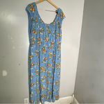 Torrid  Maxi Textured Woven Double Slit Maxi Dress‎ Orange Groves Fruit Blue 4X Photo 4