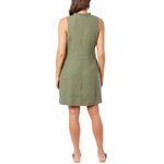 Briggs New York Briggs Ladies Women Ruffle V-Neck Linen Blend Dress, Green ( Olive ) Photo 2