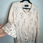 SAGE HARBOR Womens Cardigan Sweater VTG Pink Floral Button Long Sleeve Large Photo 0
