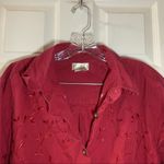 Bobbie & Brooks Bobbie Brooks Red Embroidered Button Up Blouse 18/20W Photo 2
