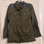 Cecico  Military Utility Jacket Olive Green Star Studs Embroidered Western Photo 0