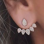 Unsigned Waterdrop Ear Jacket Rhinestones Rose Gold Photo 1