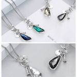 Silver 36" Long Faced Cristal Sweater
Necklace Black Photo 3