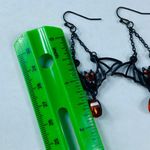 Halloween Bat Earrings Dangle Drop Pierced Hook Bead Accent Whimsical Party Black Photo 3