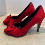 ZARA Women size 36 Red open toe bow heels shoes satin type of fabric elegant Photo 3