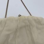 Vintage Cream Chiffon Fabric USA Clutch Evening Bag Gold Hardware Purse Orange Photo 6