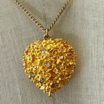 Viviane Woodard Primeval Perfume Locket Heart Pendant w/ Rhinestones, Gold Photo 0