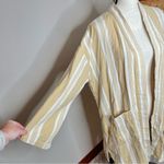 Eileen Fisher  Striped Organic Cotton Kimono Jacket Reed Yellow Small Medium S/M Photo 3