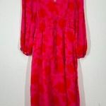 Kate Spade x Target Womens Size XXS Bright Red Pink Linen Blend Long Sleeve Midi Photo 0