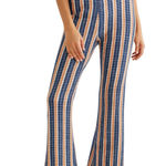 Free People Fine Line High Waist Flare Striped Textured Boho Pants Size S Photo 0