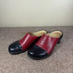 Aravon Womens Mules Leather Shoes Red Black Swirl Stitching Sz 9.5E Boho Western Photo 2