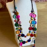 Iris 0044 Jewelry Multicolor Wooden Disc and Bead Necklace & Earring Set NEW Photo 0