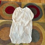 H&M White Thin Linen Embroidery High Low Long Sleeve Tunic Top Coverup Size 4 Photo 4