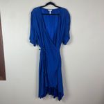 Leith ‎ Women's 4X Blue Polka Dot Short Sleeve Midi Wrap Dress Wedding Guest Photo 1