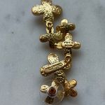 Oscar de la Renta NWOT  Gold Floral Drop Earrings Photo 6