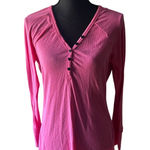 Betsey Johnson Pink Long-Sleeve Henley Sleep Top – Size L Photo 0