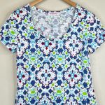 Fresh Produce  blouse women's XS geometric print short sleeve blue green beach Photo 1
