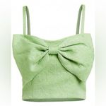 NWOT Women's Corazon Bow Jacquard Crop Top Green Size 0 Photo 0