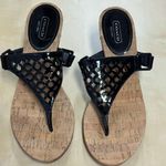 Coach Brook Black Patent Leather Signature C Cork Wedge Sandals Women 9.5B Photo 0