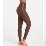 Spanx Faux Leather Snakeskin Leggings in Brown Snakeskin Women's Small Photo 3