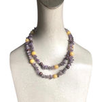 Retro Summer Vibe Beaded Irregular Shaped Purple and Yellow Beads Necklace Photo 0