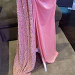 Women’s Full Length One Shoulder Pink Velvet Sequined Dress Leg Slit Size 12 Photo 2