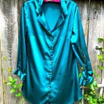 Victoria's Secret Women's Teal Green Chemise Dress SMALL Collared Long Sleeve Photo 0