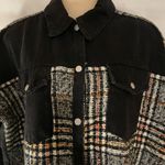 ZARA  Black and Multicolor Plaid Jean Jacket Photo 3