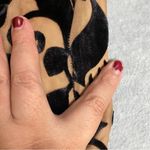 Hale Bob Vintage  Small Silk V Neck Velvet Burnout Tie Shoulder Black Brown Dress Photo 11