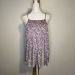 Free People  white, pink & gray lace pleated floral tank top size M Photo 1