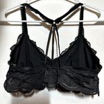 Aerie  Lace Bralette V-Neck Scalloped Hem Strappy Wireless Bra Gray Medium Photo 5