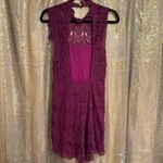 Free People  Daydream Lace Magenta Fuchsia Open Back Mini Dress Small Photo 1
