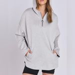 Gray oversized modern sporty chic drop shoulder hoody 1/4 zipper pockets NWT M Size M Photo 1
