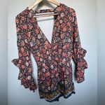 Jessica Simpson Floral Long Sleeve V-Neck Country Western Romper Photo 1