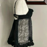 Victoria's Secret  Sexy Little Things Lingerie Sz 36B Black Floral Lace Ruffle Photo 2