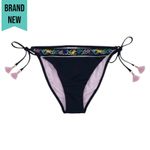 Nanette Lepore  Vamp Swim Bikini Bottom Tassel Tie Black Size 10 Photo 3