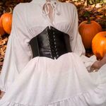 Vintage Style Lace Up Faux Leather Elastic Girdle Black Casual Wide Waistband Photo 1