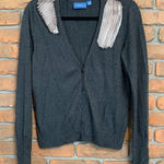 Vera Wang Simply Vera  Asymmetrical Patch Cardigan Sweater Gray -‎ Size L Photo 0