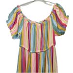 Torrid Pastel Stripes M Challis Off Shoulder Midi Dress Size 2X Pockets Tassels Photo 6