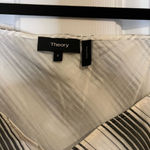 Theory  Women's Athens A Line Asymmetrical Elegant Striped Black and Ivory Dress- Photo 4