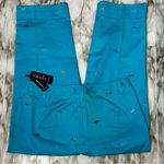 Rafaella Women Bright Blue Pants with Embroidered Sunglasses Cuffed Hems Vacay Photo 2