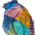 Sacred Threads 100% Silk Patchwork Kimono Duster Robe XL Boho Festival RARE Photo 8