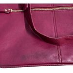 Sorial New York Red Leather Tote With Gold Zipper Accents Pocketbook Travel Photo 8