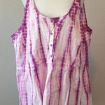 Lane Bryant Tie Dye Henley Tank Top Purple/White Size 20 NWT Photo 0