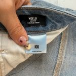 EXPRESS  Jeans High Waisted Light Wash 50/50 Rigid Stretch Ripped Wide Leg 10R Photo 9