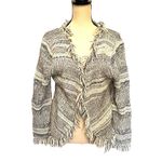 Dolce Cabo Fringe Cardigan Womens Sweater Sz Large Boho Western Festival Cottage Black Photo 0