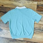 Vintage Coastal Polo Knit Shirt Collared Mint Green Palmtrees Preppy Blouse XS Photo 4