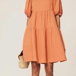 Louna Rust Orange Tiered Cotton Mini Dress MEDIUM Photo 0