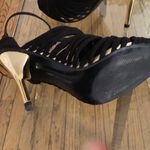 ZARA Black Suede Heels with Gold Chrome Heel size 37 4” heel height Photo 5